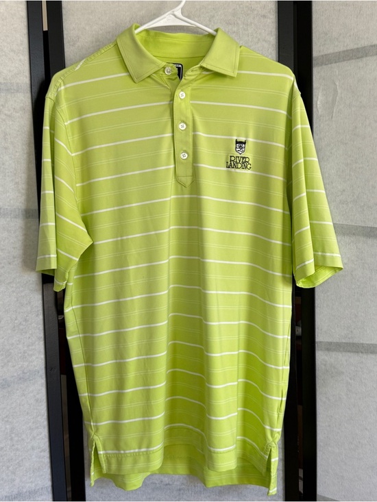 FootJoy Other - FootJoy Green Striped Ombre Performance Golf Shirt River Landing Country Club L?